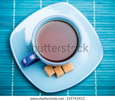 Blue tea cup with saucer