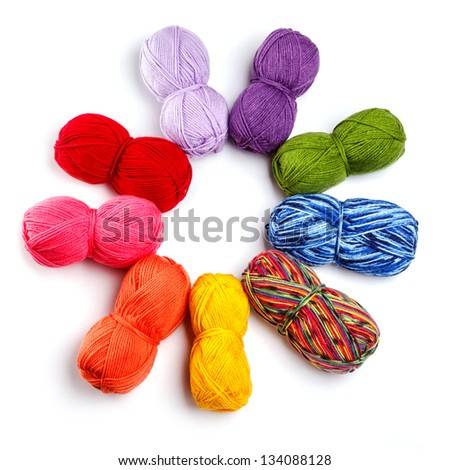 Wool yarn arranged in circle
