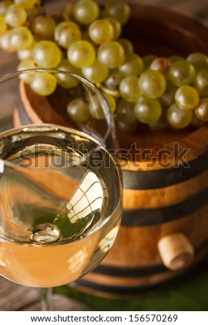 Wine concept with fresh grape and goblet