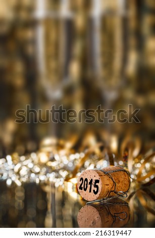 Champagne cork new year\'s 2015