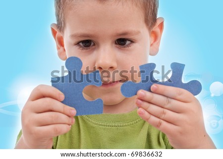 Boy connect puzzles - blue background