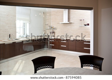 Adeko Kitchen Designdownload on Beautiful And Modern Kitchen Interior Design In New Home Stock Photo