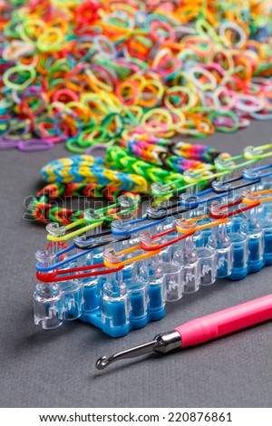 Band loom and colorful elastic bands