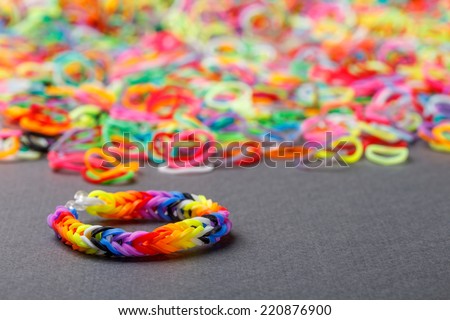Colorful elastic rainbow loom bands