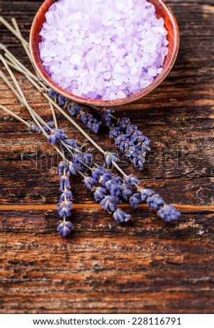 Bowl of lavender bath salt