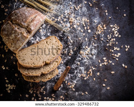 Mixed rye-wheat whole grain homemade sourdough bread