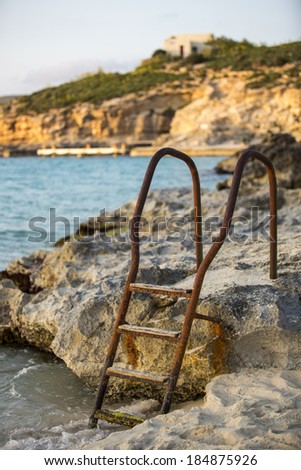 Old staircase in remote Maltese island.