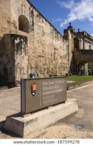 SAN JUAN - January 23: Entrance of Castillo San Cristobal in San Juan, Puerto Rico on January 23, 2014. Castillo San Cristobal is a San Juan National Historic Site.