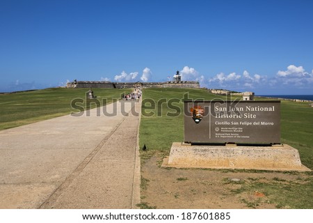 SAN JUAN - January 23: Overview of Castillo San Felipe del Morro in San Juan, Puerto Rico on January 23, 2014. Castillo San Felipe del Morro is a San Juan National Historic Site.
