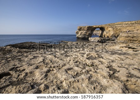 The Azure Window Tieqa Zerqa, a Limestone natural arch on the Maltese island of Gozo.
