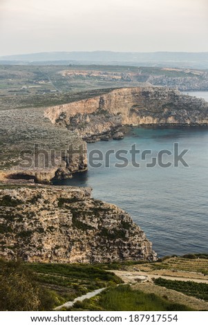 Rocky coastline of Malta.