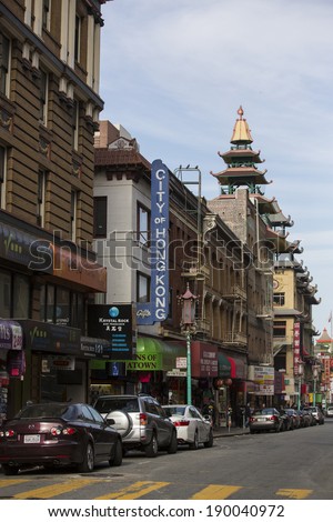 SAN FRANCISCO - DECEMBER 30: Daytime at Chinatown on December 30, 2013 in San Francisco, USA. San Francisco\'s Chinatown is one of North America\'s largest Chinatowns.