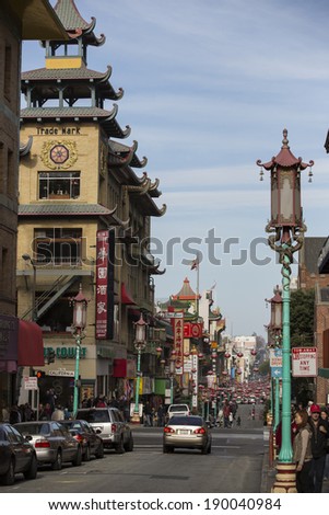 SAN FRANCISCO - DECEMBER 30: Daytime at Chinatown on December 30, 2013 in San Francisco, USA. San Francisco\'s Chinatown is one of North America\'s largest Chinatowns.