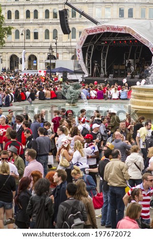 London - July 1, 2012: Canada Day celebrations on July 1st, 2012 in Trafalgar Square,  London, England.