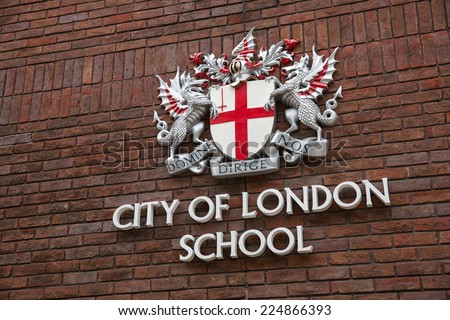 London, England - October 15: City of London School in centre of London, England on October 15, 2014.