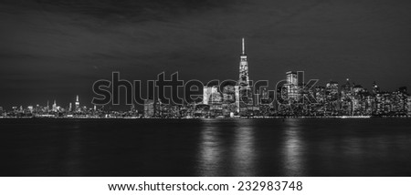 Manhattan skyline at night, New York City.
