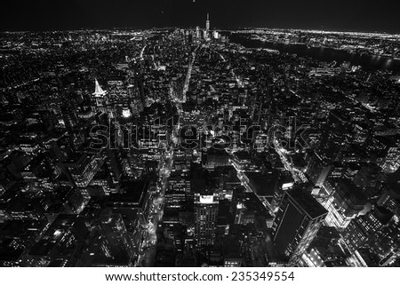 Aerial view of Manhattan NYC.