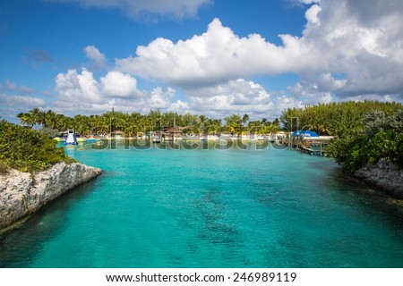 Nassau, Bahamas - November 12: View of Blue Lagoon, a private island near Nassau, Bahamas on November 12, 2014.