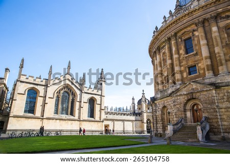 Oxford, England - March 21: View of the old city center in Oxford, England on March 21, 2015.