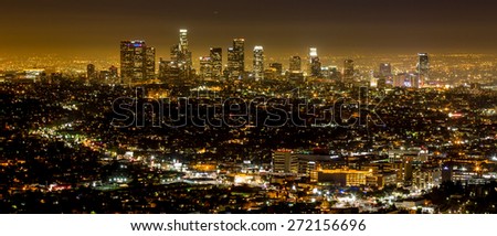 Los Angeles, USA - January 5: View of Downtown from the Hollywood Hills in Los Angeles, USA on January 5, 2014.