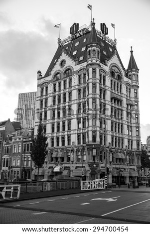 Rotterdam, Netherlands - May 25, 2015: View of the White House, the first skyscraper in Europe, built in 1898 in the Art Nouveau style.