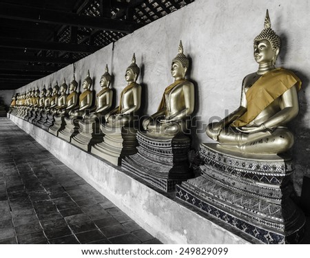Buddha statue at temple, Bangkok Thailand where is public area