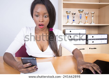 african businesswoman surprised angry in the office