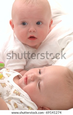 Six month old twin baby boys