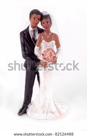 stock photo African American wedding cake figurine