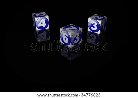 three blue dice number four six three