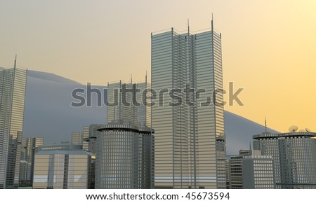 city skyline wallpaper. stock photo : sunset in the city, skyline wallpaper
