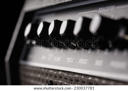 close up of amplifier head controller