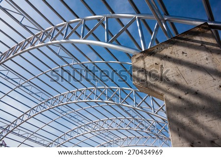steel pipe truss for metal sheet roofing : structure work