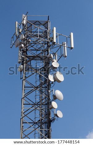 network pole on blue sky background