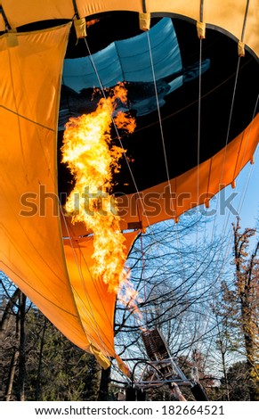 Hot air balloon with fire