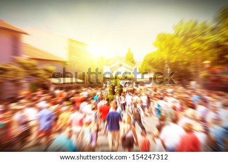 Crowd of walking people in the city.