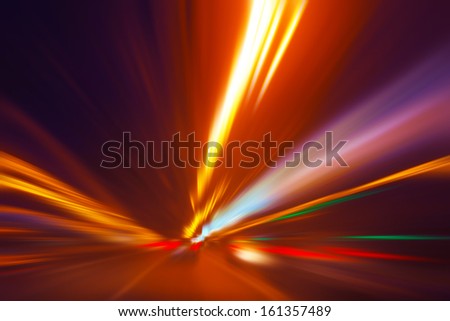 Abstract image of speed motion on the road at night time.