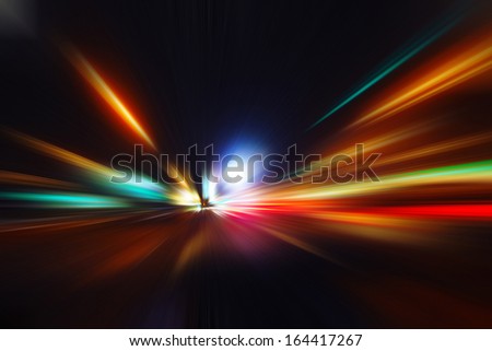 Abstract Image Of High Speed On The Road At Night.