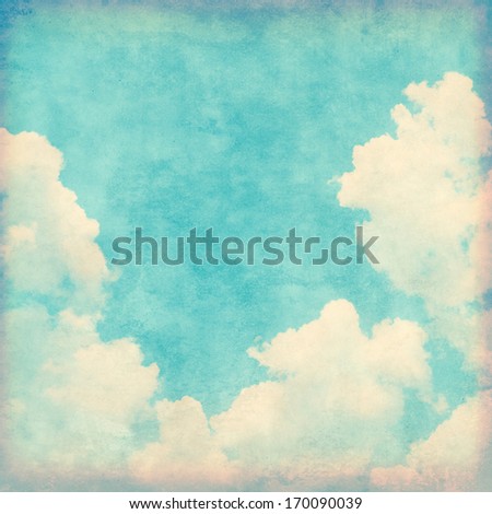 Blue Sky With Clouds In Grunge Style.