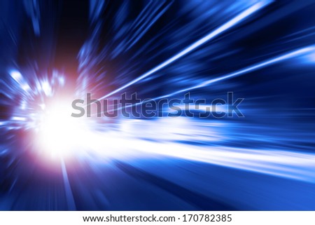 Abstract Toned Image Of Night Lights In The City With Motion Blur.