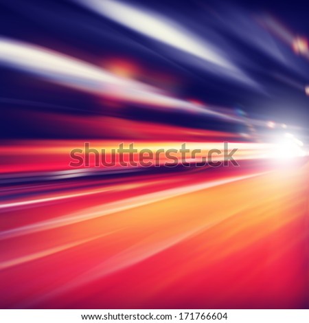 Abstract Image Of Night Lights In The City With Motion Blur.