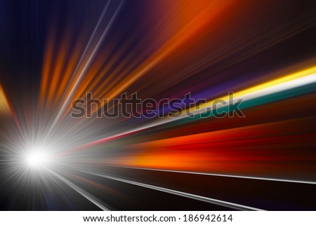 Abstract image of driving  in the tunnel at night.
