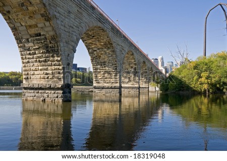 Stone Arch Bridge in Minneapolis Minnesota is a historic bridge spanning the Mississippi River.