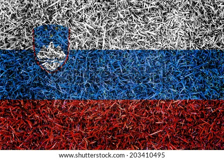 Slovenia Flag color grass texture background concept