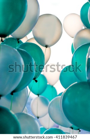 green and white balloon with happy celebration party for background