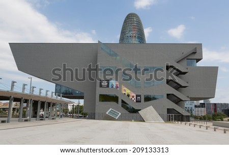 Barcelona, Spain - August 25, 2013: Center of culture and arts of Barcelona (Disseny Hub Barcelona)