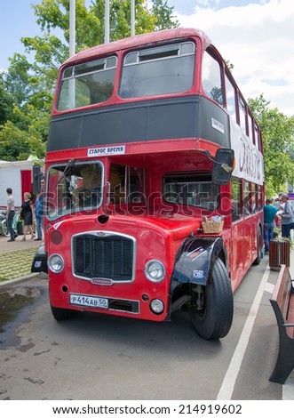 MOSCOW, RUSSIA - June 29, 2014: A red passenger two-story bus at Retrofest