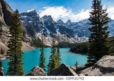 Moraine Lake is a glacially fed lake in Banff National Park outside the Village of Lake Louise, Alberta, Canada.