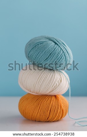 Close up of colorful skeins of yarn