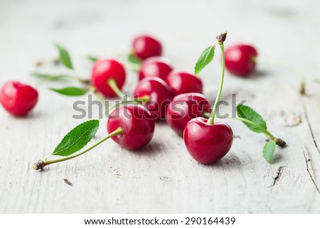 Fresh organic sour cherry, ripe, deep red cherry